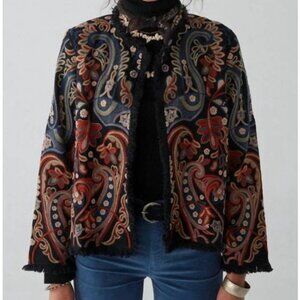 Maison Hotel Primavera Suresh Blazer Open Jacket Cotton Embroidered Black Small